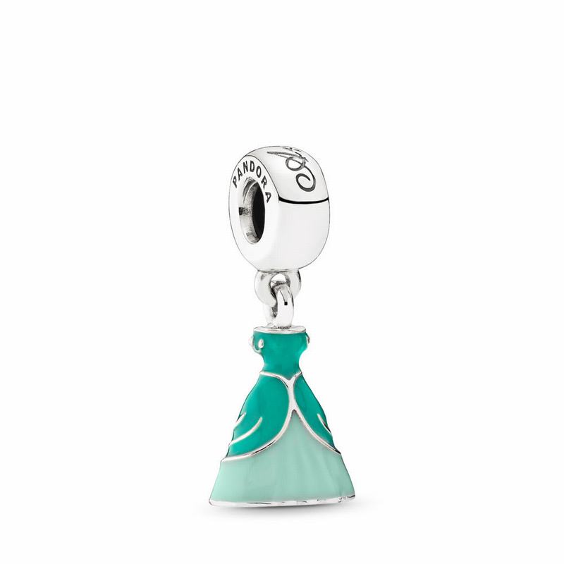 Pandora Disneyr Ariel's Dress Dangle Charm - Sterling Silver/Enamel/Green - Canada | UT2291XQ